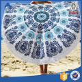 cotton round beach towel with tassels ,circle printed beach towel